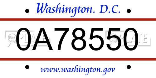 0A78550 District Of Columbia License Plate