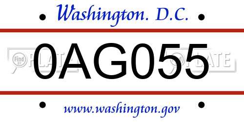 0AG055 District Of Columbia License Plate