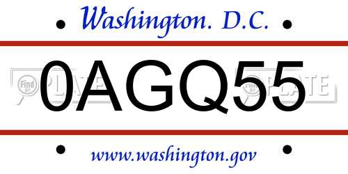 0AGQ55 District Of Columbia License Plate