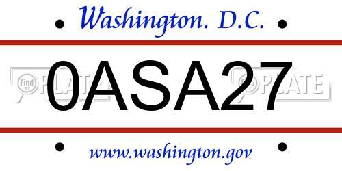 0ASA27 District Of Columbia License Plate