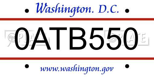 0ATB550 District Of Columbia License Plate