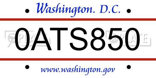 0ATS850 District Of Columbia License Plate