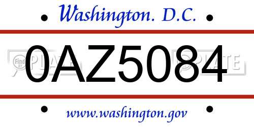0AZ5084 District Of Columbia License Plate