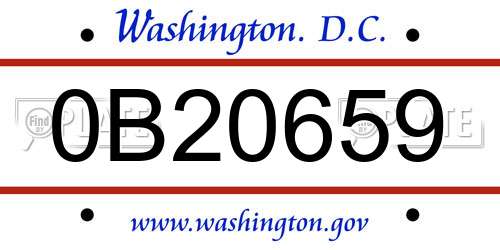 0B20659 District Of Columbia License Plate