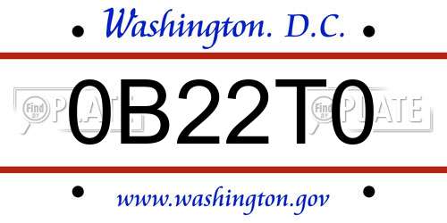 0B22T0 District Of Columbia License Plate