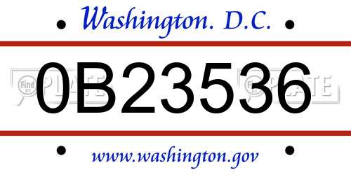 0B23536 District Of Columbia License Plate