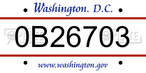 0B26703 District Of Columbia License Plate