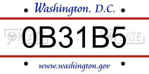0B31B5 District Of Columbia License Plate
