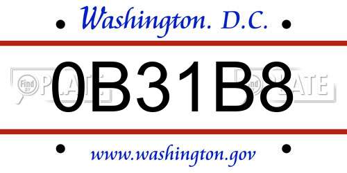 0B31B8 District Of Columbia License Plate