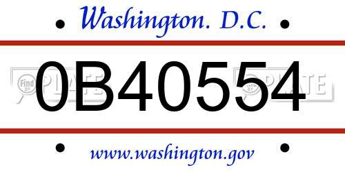 0B40554 District Of Columbia License Plate