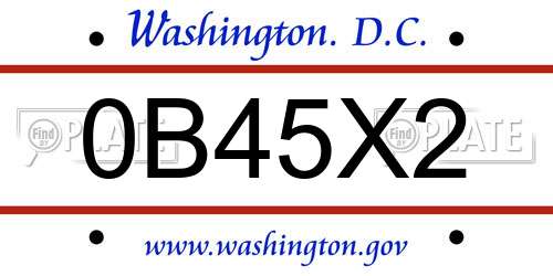 0B45X2 District Of Columbia License Plate