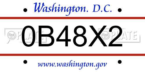 0B48X2 District Of Columbia License Plate
