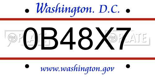 0B48X7 District Of Columbia License Plate
