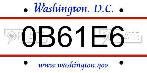 0B61E6 District Of Columbia License Plate