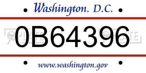 0B64396 District Of Columbia License Plate