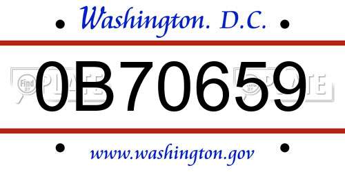 0B70659 District Of Columbia License Plate