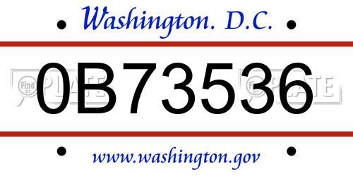 0B73536 District Of Columbia License Plate