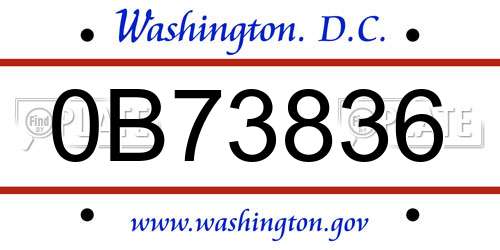 0B73836 District Of Columbia License Plate