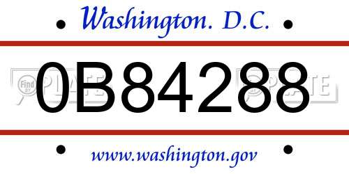 0B84288 District Of Columbia License Plate