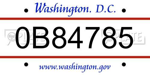 0B84785 District Of Columbia License Plate