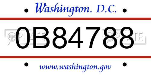 0B84788 District Of Columbia License Plate