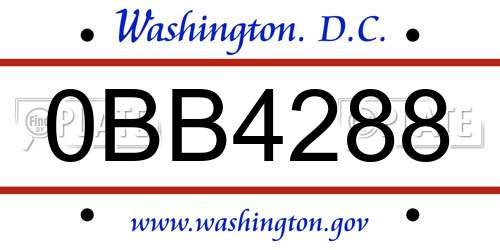 0BB4288 District Of Columbia License Plate