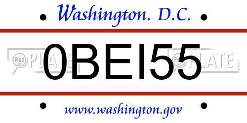 0BEI55 District Of Columbia License Plate