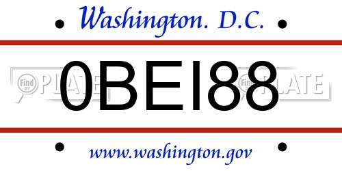 0BEI88 District Of Columbia License Plate