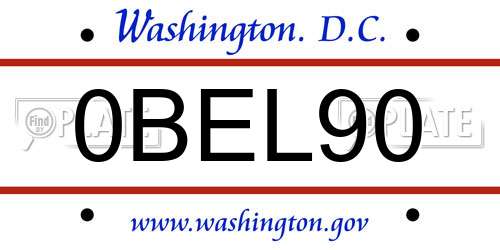 0BEL90 District Of Columbia License Plate