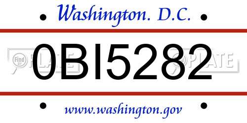0BI5282 District Of Columbia License Plate