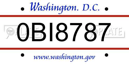 0BI8787 District Of Columbia License Plate