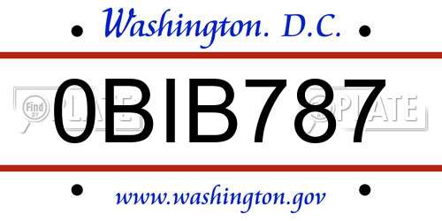 0BIB787 District Of Columbia License Plate