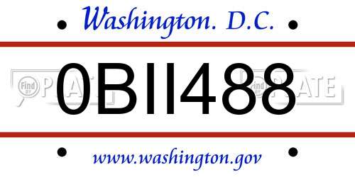 0BII488 District Of Columbia License Plate