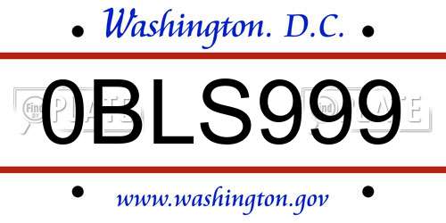 0BLS999 District Of Columbia License Plate