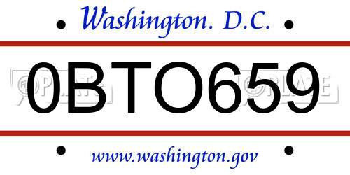 0BTO659 District Of Columbia License Plate