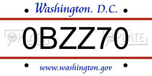 0BZZ70 District Of Columbia License Plate