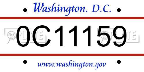 0C11159 District Of Columbia License Plate