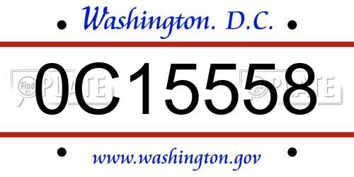 0C15558 District Of Columbia License Plate