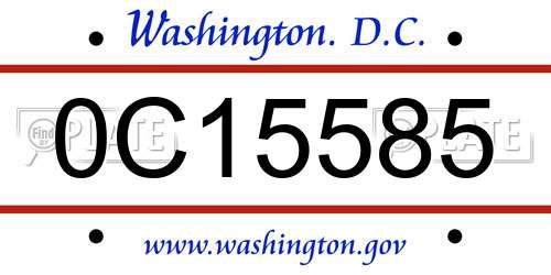 0C15585 District Of Columbia License Plate