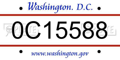 0C15588 District Of Columbia License Plate