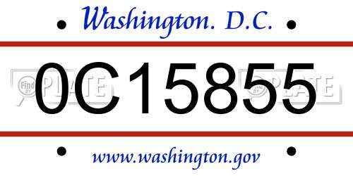 0C15855 District Of Columbia License Plate