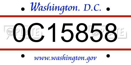 0C15858 District Of Columbia License Plate