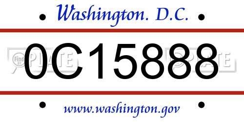 0C15888 District Of Columbia License Plate