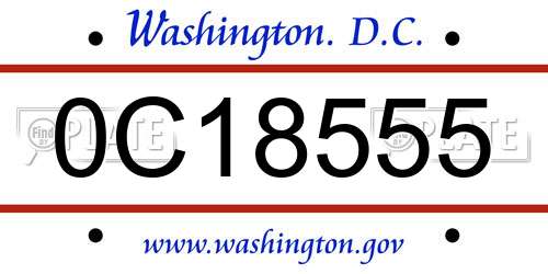 0C18555 District Of Columbia License Plate