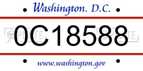 0C18588 District Of Columbia License Plate