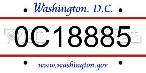 0C18885 District Of Columbia License Plate
