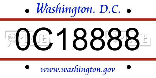 0C18888 District Of Columbia License Plate