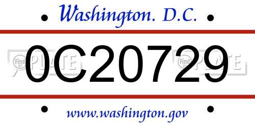 0C20729 District Of Columbia License Plate