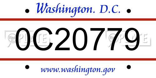 0C20779 District Of Columbia License Plate