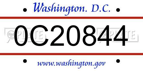 0C20844 District Of Columbia License Plate
